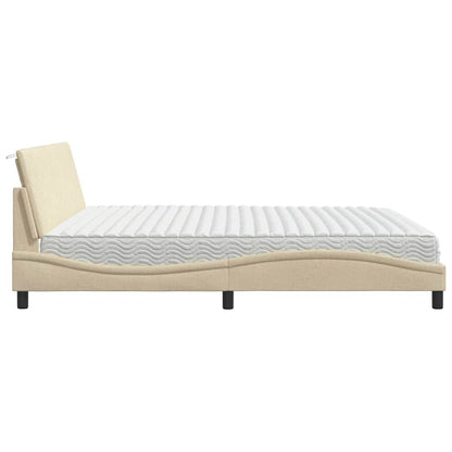 Letto con Materasso Hanko Crema 200x200 cm in Tessuto | homemem39