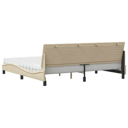Letto con Materasso Hanko Crema 200x200 cm in Tessuto | homemem39