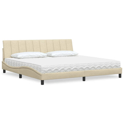 Letto con Materasso Hanko Crema 200x200 cm in Tessuto