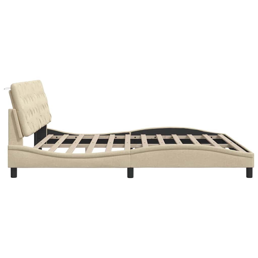 Giroletto senza Materasso Crema 200x200 cm in Tessuto - homemem39