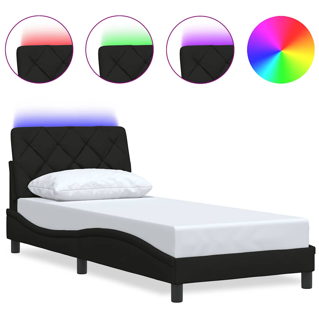 Giroletto con LED senza Materasso Nero 80x200 cm Tessuto
