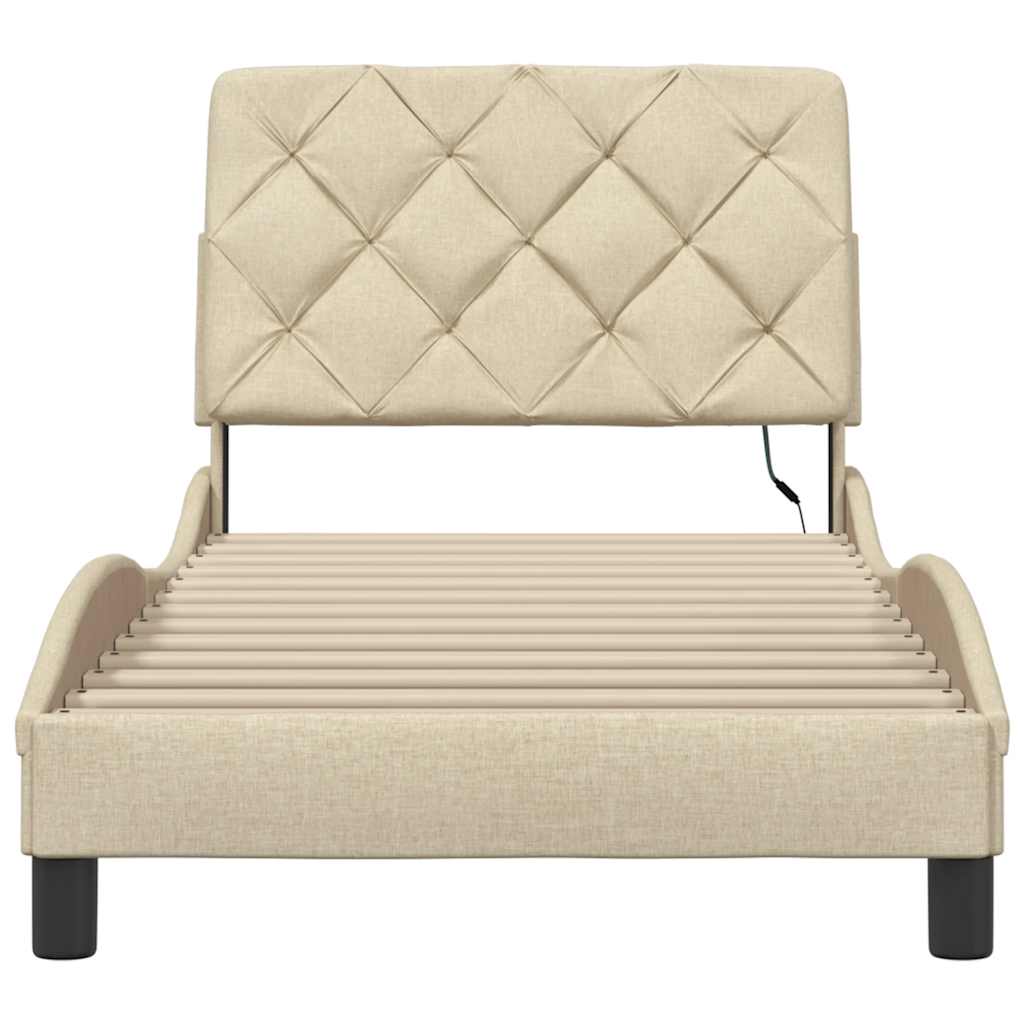 Giroletto con LED senza Materasso Crema 80x200 cm in Tessuto - homemem39