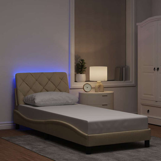Giroletto con LED senza Materasso Crema 80x200 cm in Tessuto
