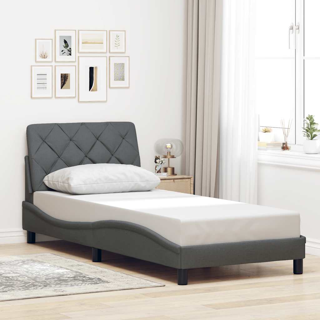 Giroletto con LED senza Materasso Grigio Scuro 90x190cm Tessuto