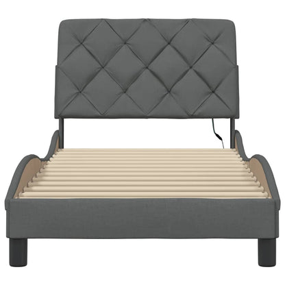 Giroletto con LED senza Materasso Grigio Scuro 90x190cm Tessuto - homemem39