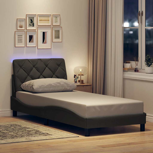 Giroletto con LED senza Materasso Grigio Scuro 90x190cm Tessuto