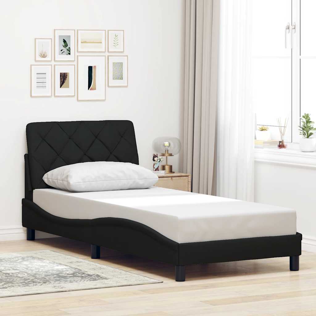 Giroletto con LED senza Materasso Nero 90x190 cm in Tessuto