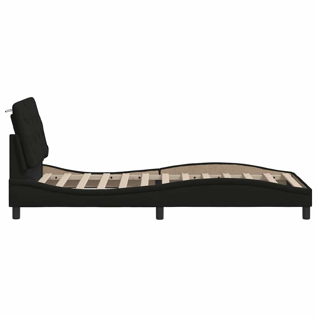 Giroletto con LED senza Materasso Nero 90x190 cm in Tessuto | homemem39