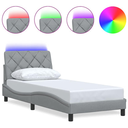 Giroletto con LED senza Materasso Grigio Chiaro 90x200 cm