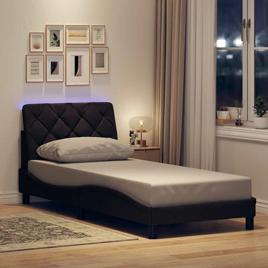 Giroletto con LED senza Materasso Marrone Scuro 90x200 cm