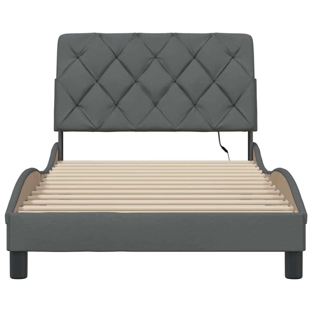 Giroletto con LED senza Materasso Grigio Scuro 100x200 cm - homemem39