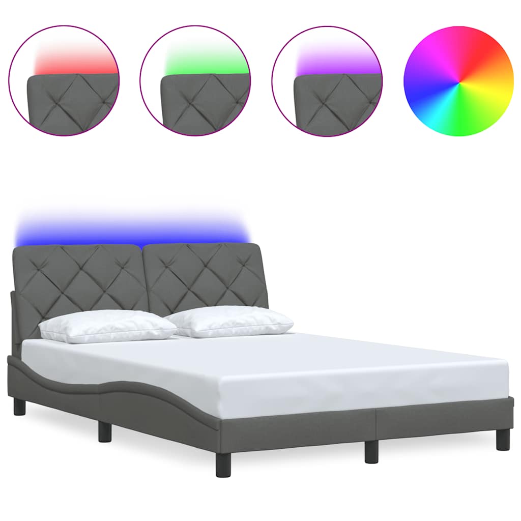 Giroletto con LED senza Materasso Grigio Scuro 120x200 cm
