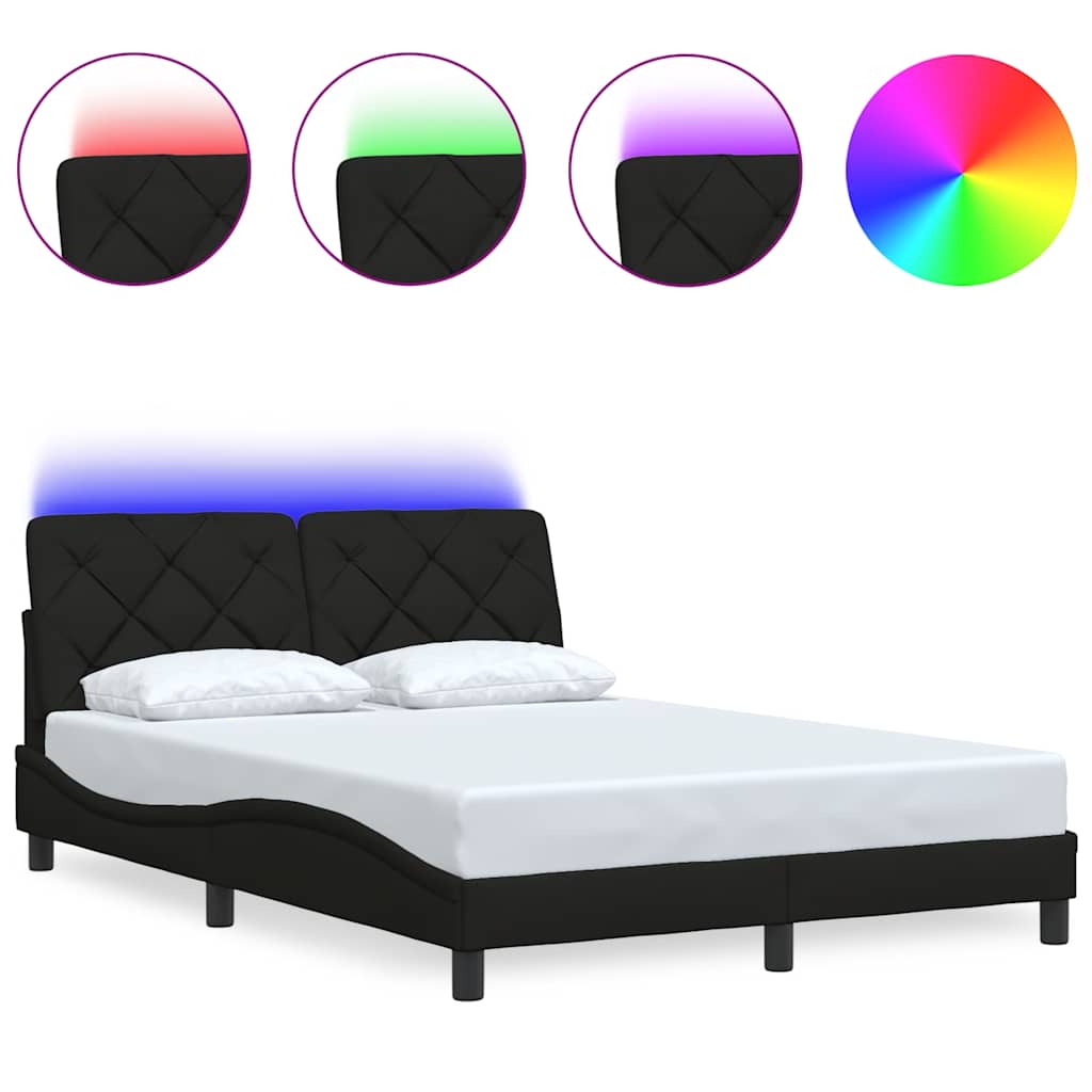 Giroletto con LED senza Materasso Nero 120x200 cm Tessuto