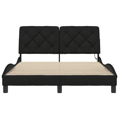 Giroletto con LED senza Materasso Nero 120x200 cm Tessuto