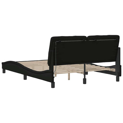 Giroletto con LED senza Materasso Nero 120x200 cm Tessuto