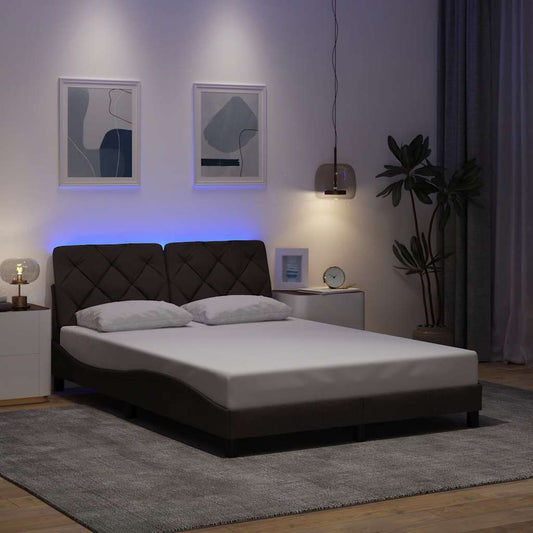 Giroletto con LED senza Materasso Marrone Scuro 120x200 cm - homemem39