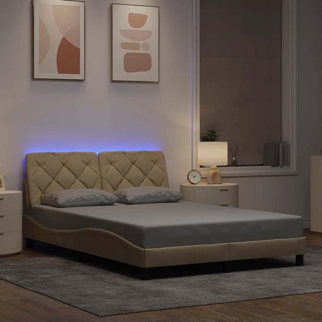 Giroletto con LED senza Materasso Crema 120x200 cm Tessuto - homemem39