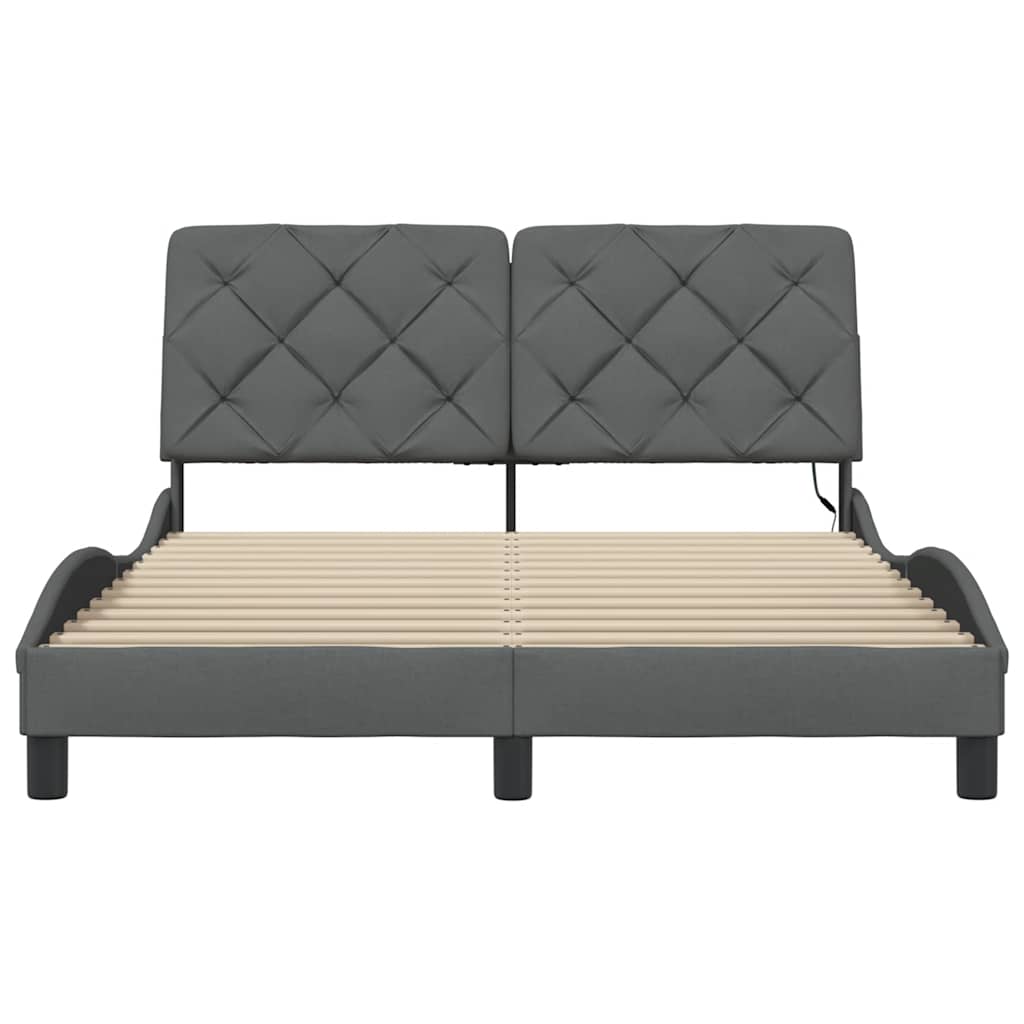 Giroletto con LED senza Materasso Grigio Scuro 140x190 cm - homemem39