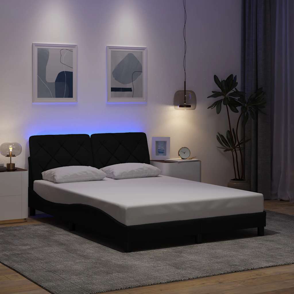 Giroletto con LED senza Materasso Nero 140x190 cm in Tessuto - homemem39