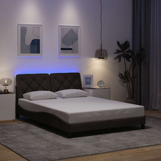 Giroletto con LED senza Materasso Marrone Scuro 140x190 cm - homemem39