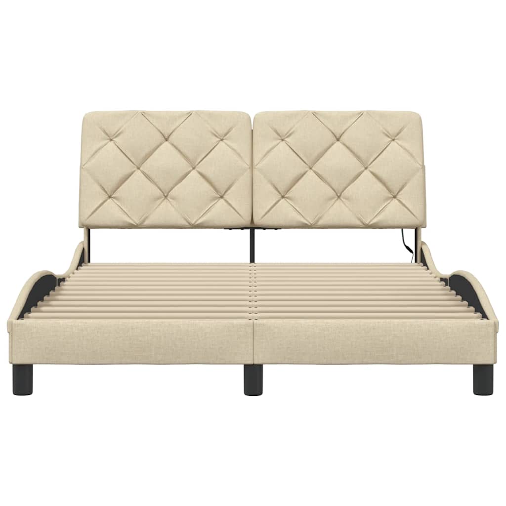 Giroletto con LED senza Materasso Crema 140x190 cm in Tessuto - homemem39