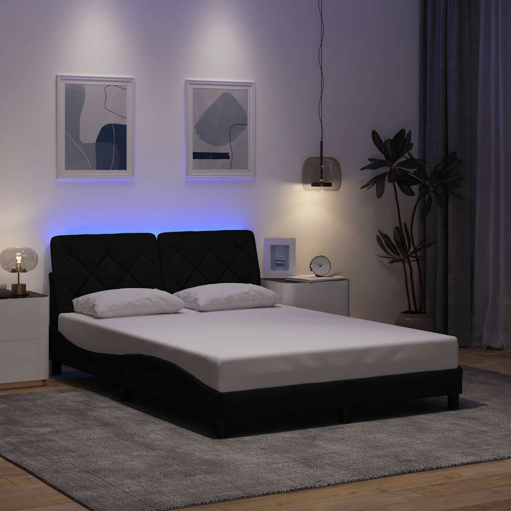 Giroletto con LED senza Materasso Nero 140x200 cm in Tessuto - homemem39