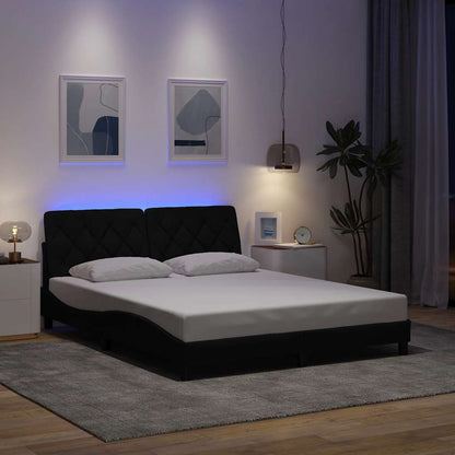 Giroletto con LED senza Materasso Nero 160x200 cm in Tessuto - homemem39