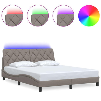 Giroletto con LED senza Materasso Tortora 160x200 cm in Tessuto - homemem39