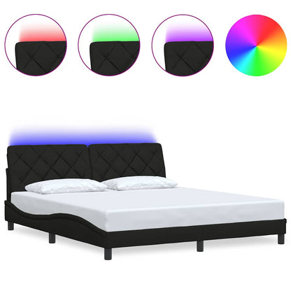 Giroletto con LED senza Materasso Nero 180x200 cm in Tessuto - homemem39