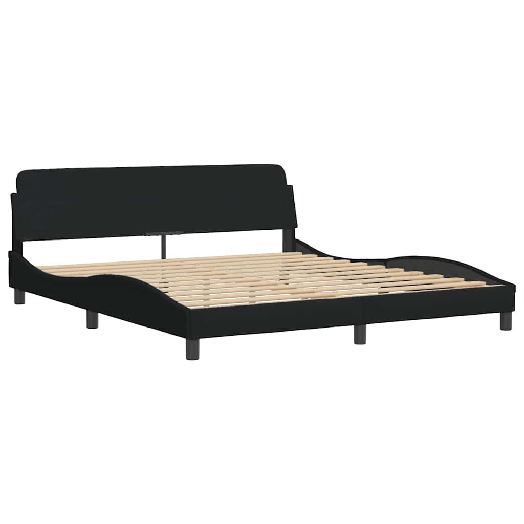 Giroletto con LED senza Materasso Nero 180x200 cm in Tessuto