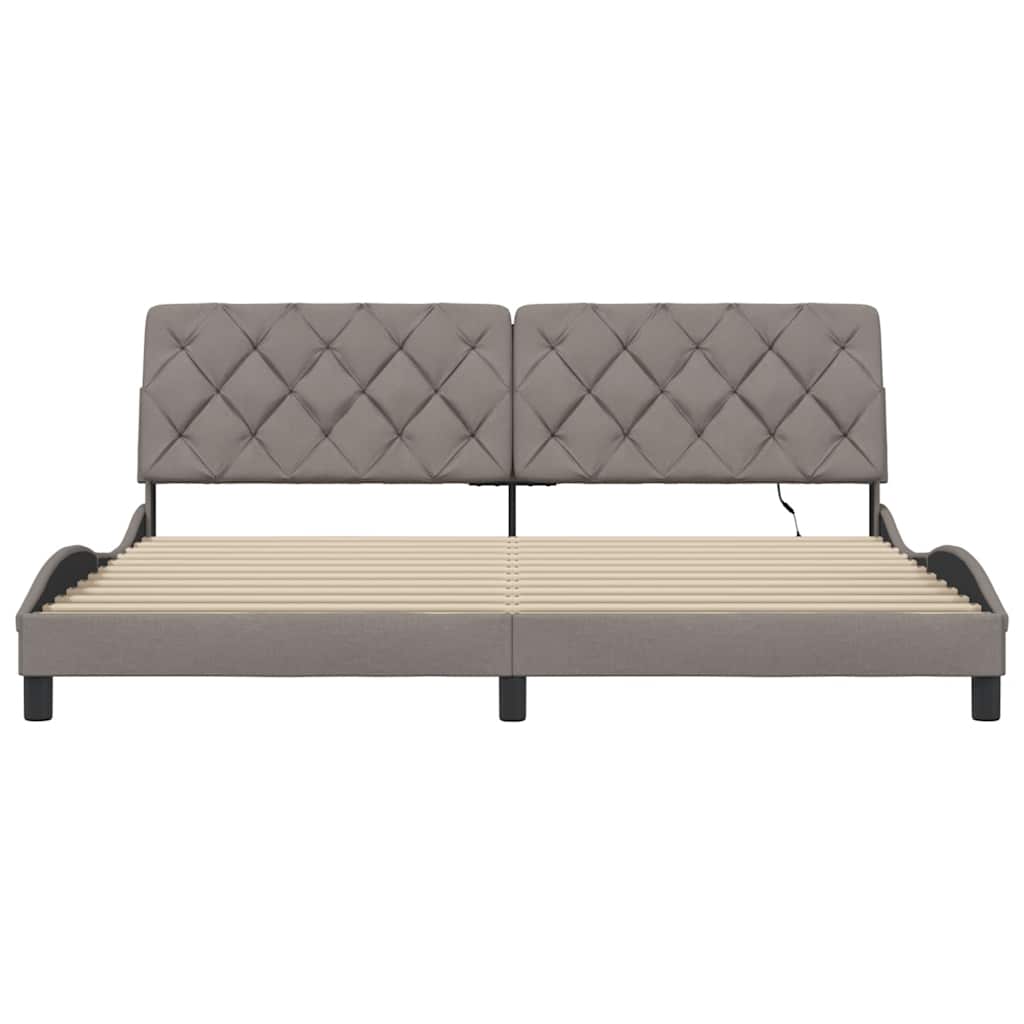 Giroletto con LED senza Materasso Tortora 200x200 cm in Tessuto - homemem39