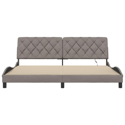 Giroletto con LED senza Materasso Tortora 200x200 cm in Tessuto - homemem39