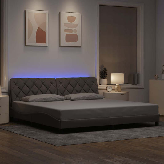 Giroletto con LED senza Materasso Tortora 200x200 cm in Tessuto