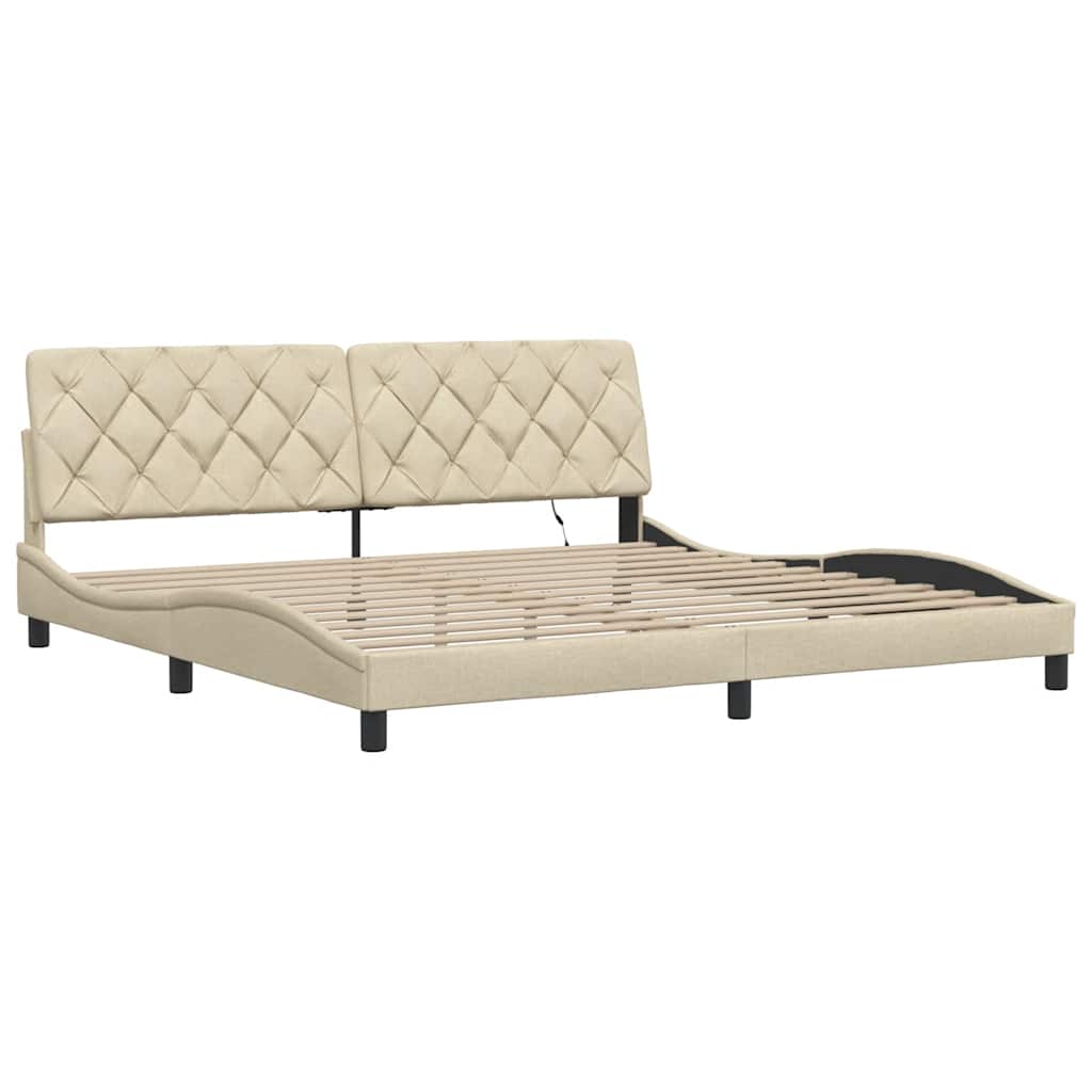 Giroletto con LED senza Materasso Crema 200x200 cm in Tessuto - homemem39