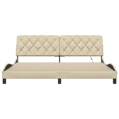 Giroletto con LED senza Materasso Crema 200x200 cm in Tessuto - homemem39