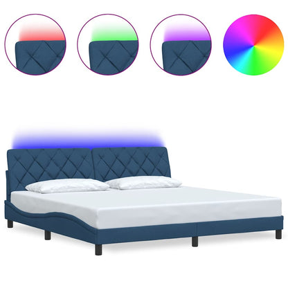 Giroletto con LED senza Materasso Blu 200x200 cm in Tessuto - homemem39