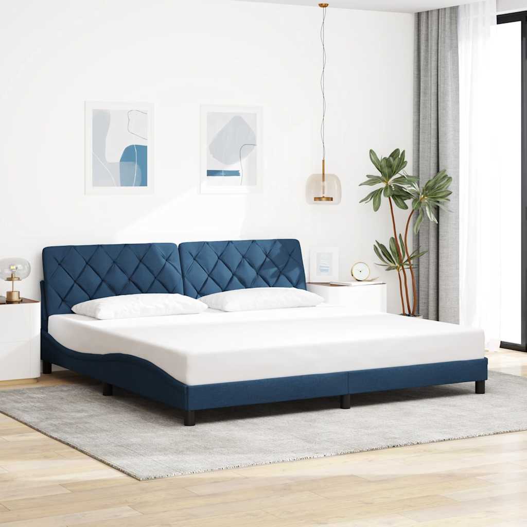 Giroletto con LED senza Materasso Blu 200x200 cm in Tessuto