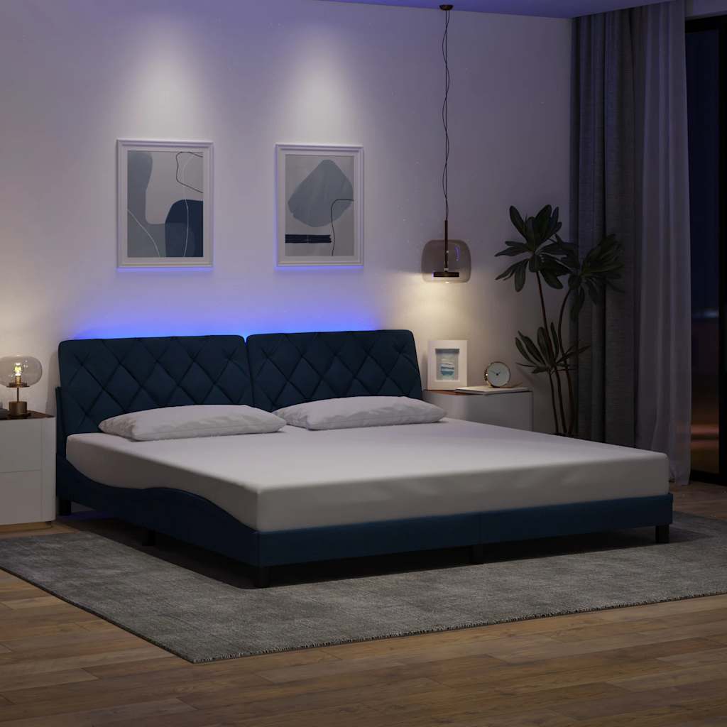 Giroletto con LED senza Materasso Blu 200x200 cm in Tessuto - homemem39