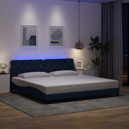 Giroletto con LED senza Materasso Blu 200x200 cm in Tessuto - homemem39