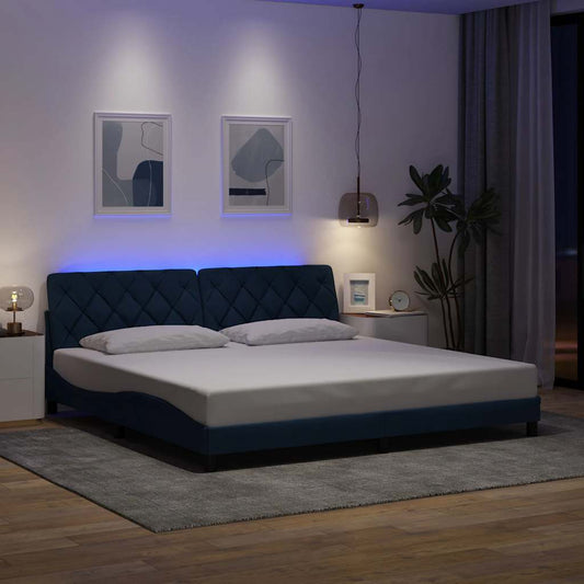 Giroletto con LED senza Materasso Blu 200x200 cm in Tessuto - homemem39