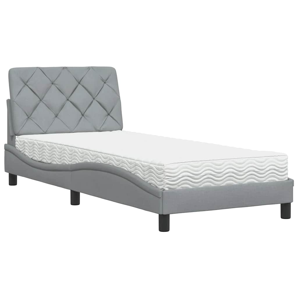 Letto con Materasso Grigio Chiaro 80x200 cm in Tessuto - homemem39