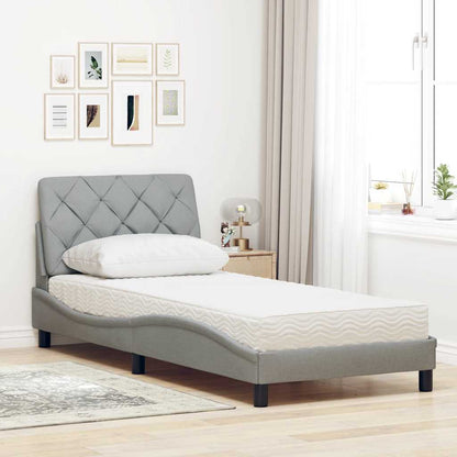 Letto con Materasso Grigio Chiaro 80x200 cm in Tessuto - homemem39