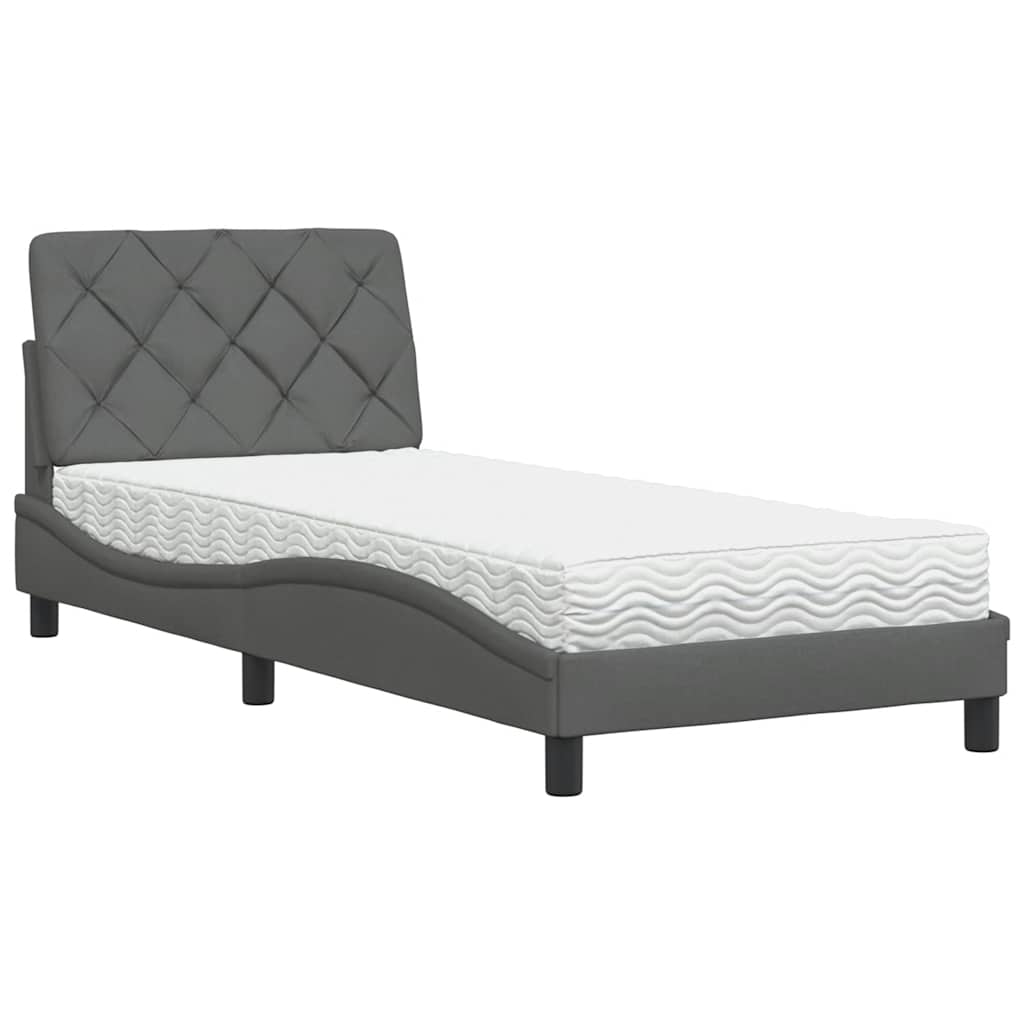 Letto con Materasso Grigio Scuro 80x200 cm in Tessuto