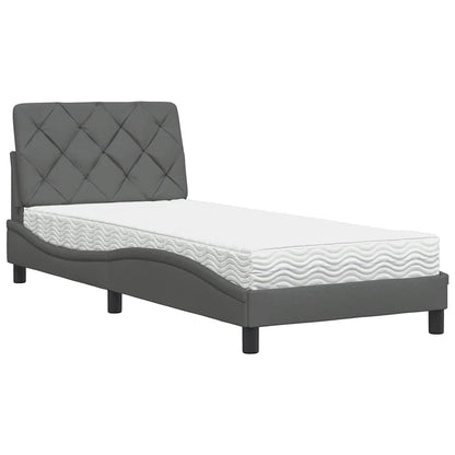 Letto con Materasso Grigio Scuro 80x200 cm in Tessuto