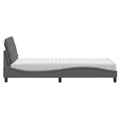 Letto con Materasso Grigio Scuro 80x200 cm in Tessuto
