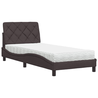 Letto con Materasso Marrone Scuro 80x200 cm in Tessuto