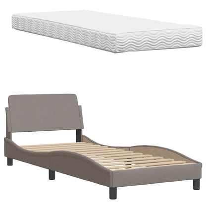 Letto con Materasso Tortora 80x200 cm in Tessuto