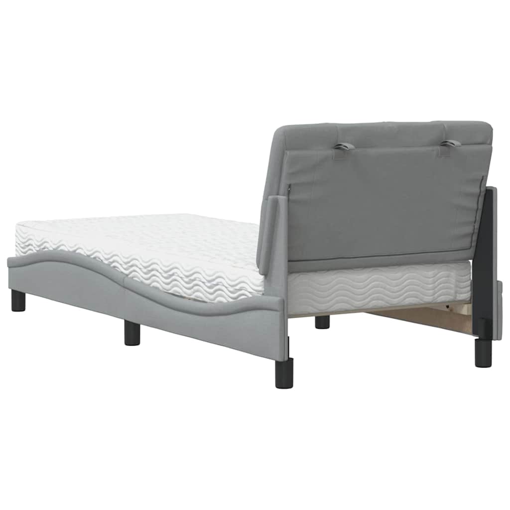 Letto con Materasso Grigio Chiaro 90x190 cm in Tessuto - homemem39