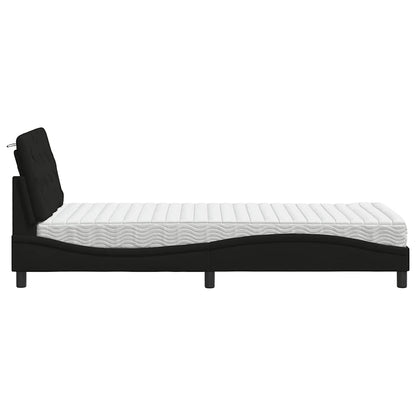 Letto con Materasso Nero 90x190 cm in Tessuto