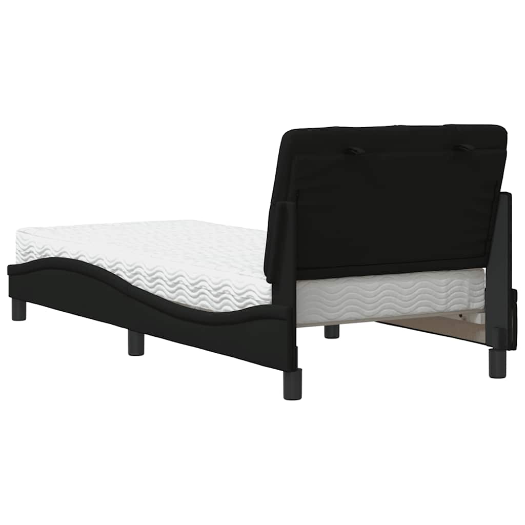 Letto con Materasso Nero 90x190 cm in Tessuto | homemem39